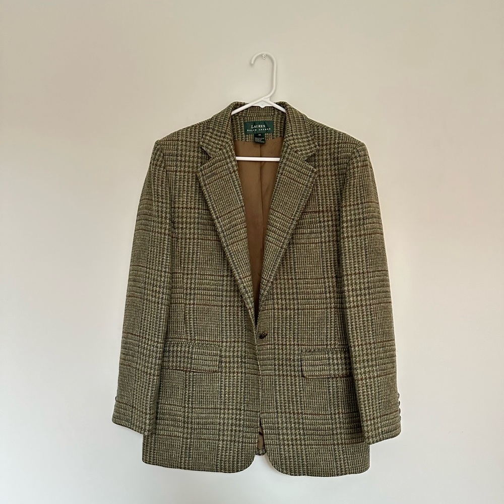 ralph lauren green tweed wool blazer